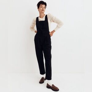 Madewell Black Denim Pleated Overalls
